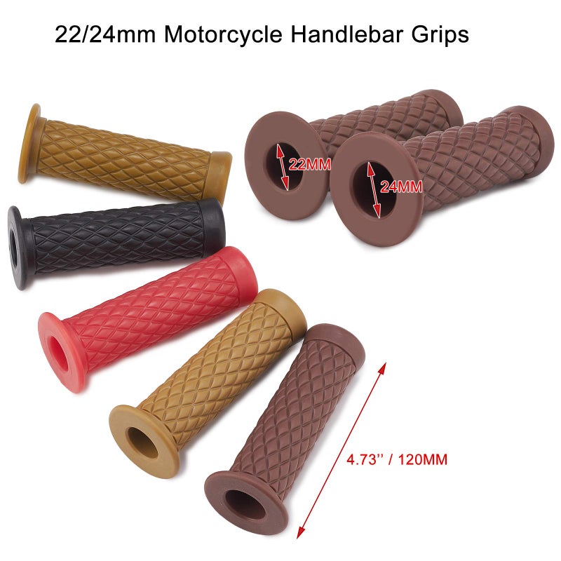 DKMOTORK 0032 1 Pair Motorcycle Hand Grips for 7/8" 22mm/24mm Handlebars Non Slip Universal Brown - Image 3